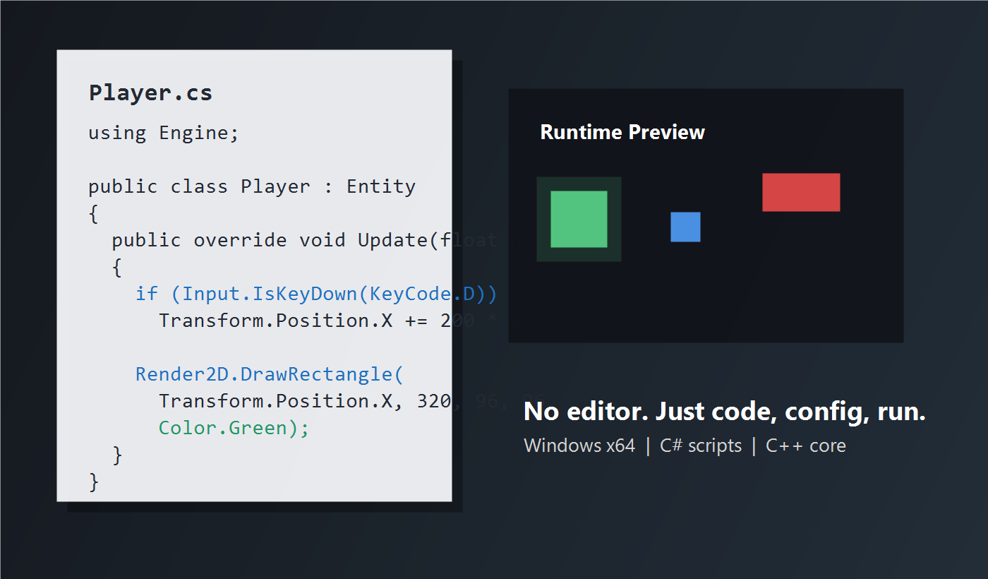 NoEditorEngine C# script and runtime preview